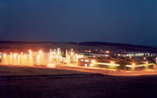 Green Oil Refinery at Night
